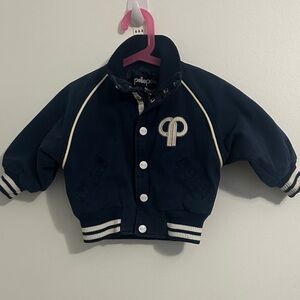 Pelle Pelle Kids Dark Blue Puffer Jacket with White Trim